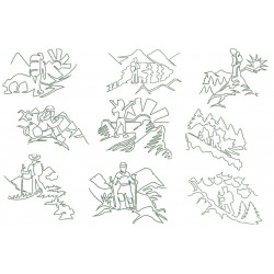 Stickserie - Hiking Wandern Line Art